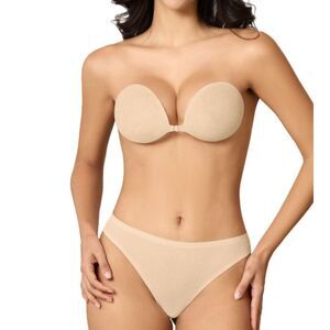 NEW Niidor Strapless Adhesive Bra D Pink Blush Silicone Sticky Bra Thong Set